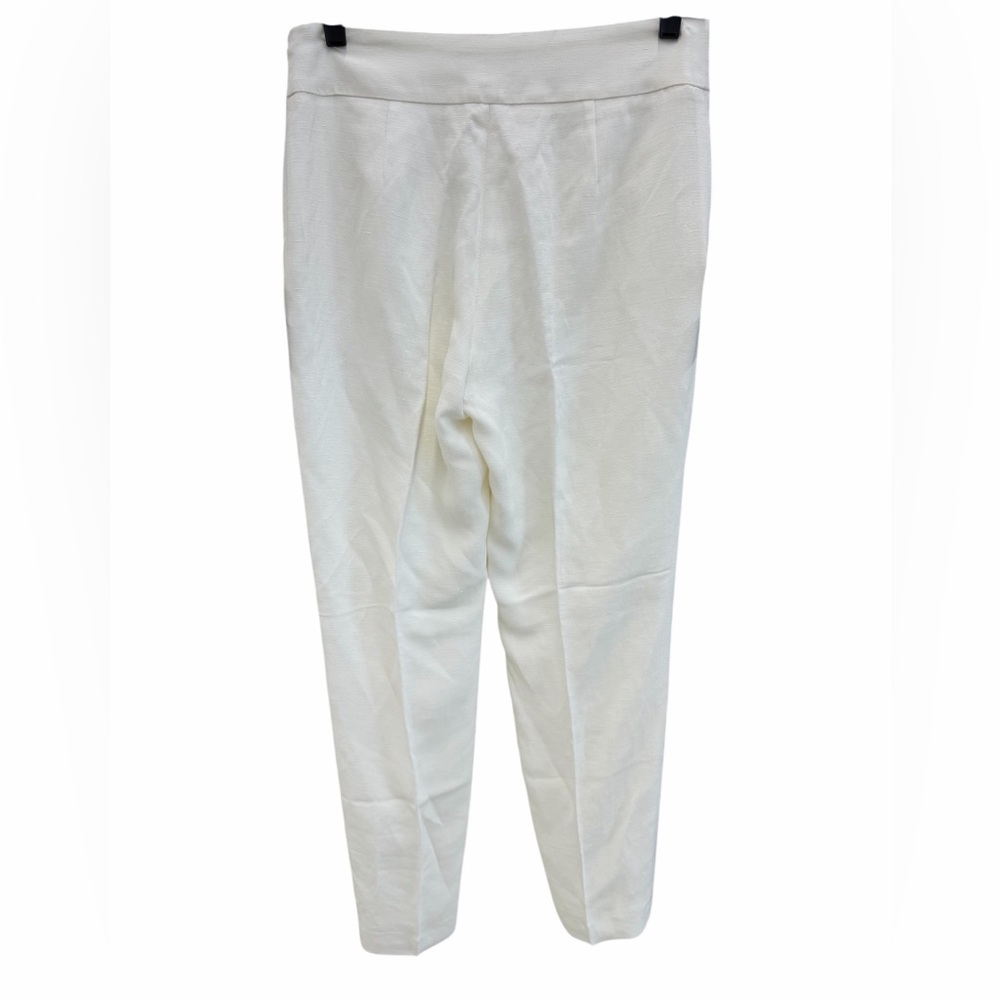 Sezane Women's White High-Waist Ponte Linen blend Trousers - Picture 4 of 7